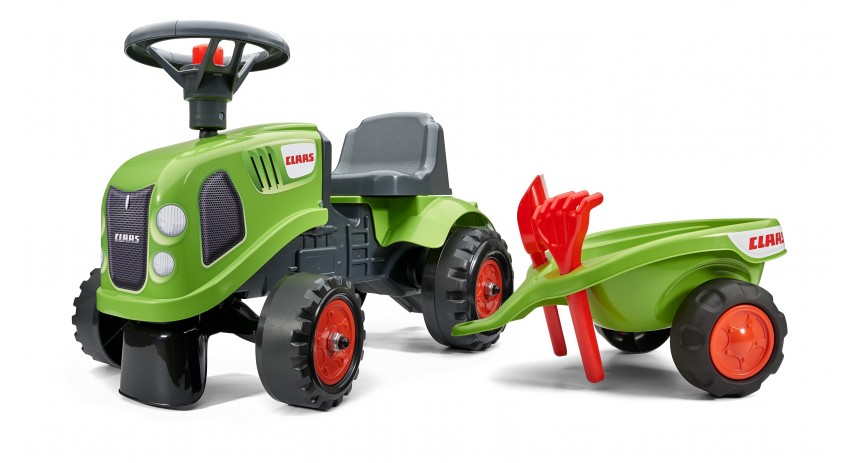 Falk ClaasTractor with trailer, Rake and Shovel, 2 sets of stickers, Ride-on and Push-along +1.5 years FA212C
