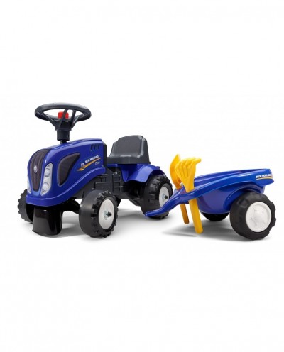 New Holland Toddler Tractor with trailer, Rake and Shovel,  2 sets of stickers, Ride-on and Push-along +12 months FA280C