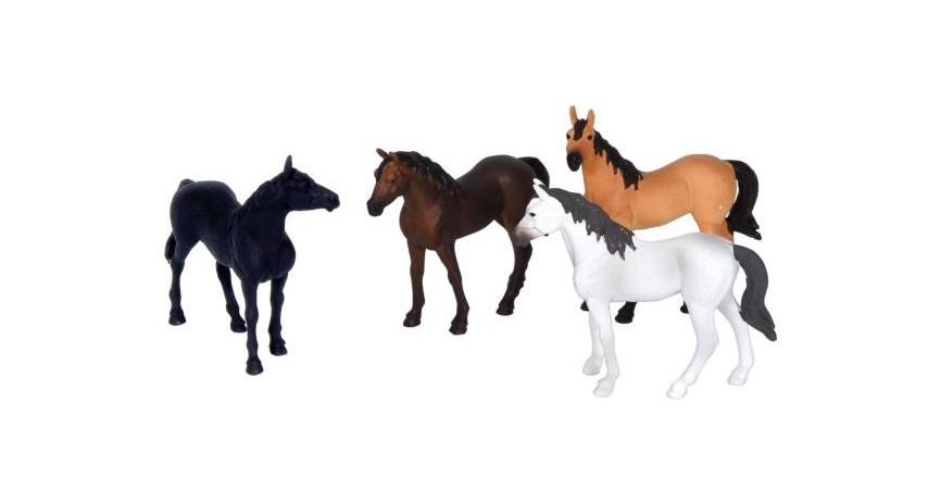 4 horse figurines colors assorted