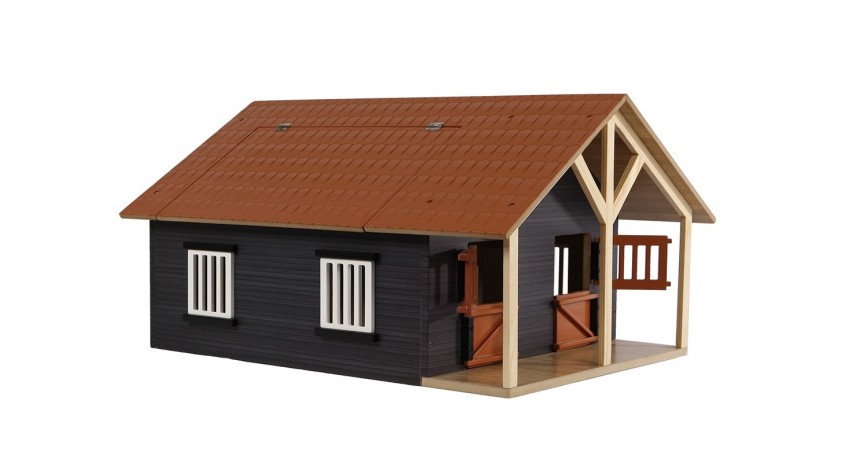 Opening wood horse stable toy