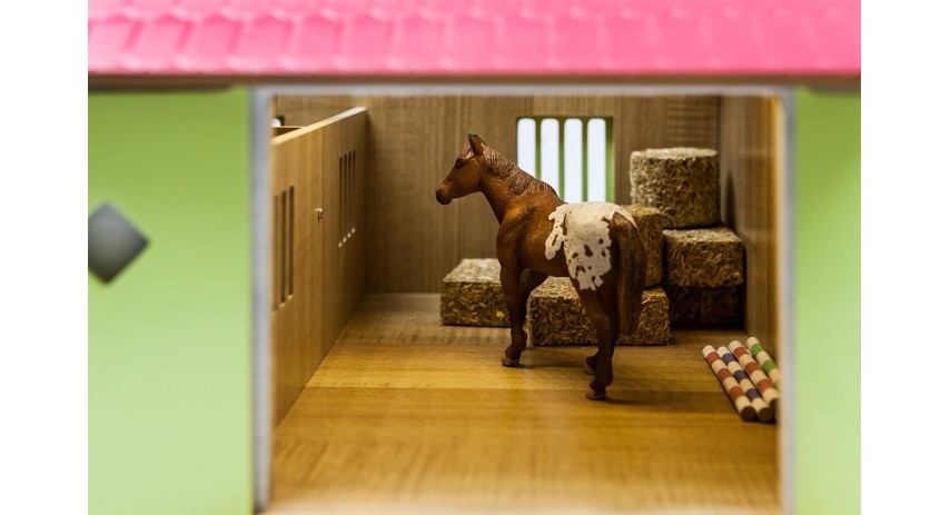 Painted Wood Horse Stable Toy