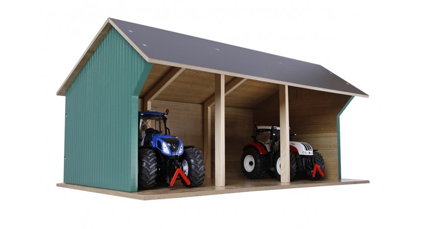 Wooden Farm shed Toy for 3 tractors in 1:32 scale