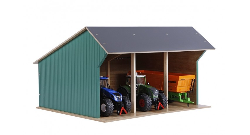 Kids Globe 1:32 Scale Big Wooden Farm shed Toy for 3 tractors KG610193