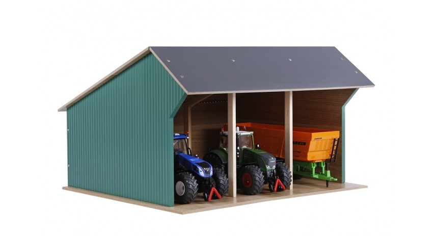 Kids Globe 1:32 Scale Big Wooden Farm shed Toy for 3 tractors - Large Size KG610193