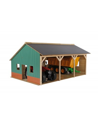 Kids Globe 1:16 Scale Wooden Farm shed Toy for 3 tractors KG610340