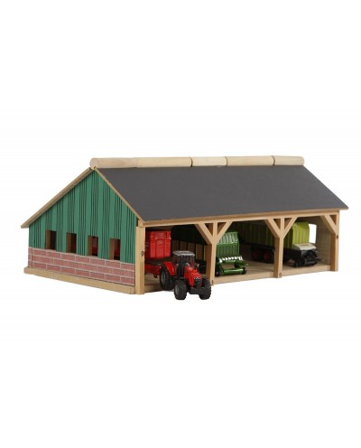 Kids Globe 1:87 Scale Wooden Farm shed Toy for 3 tractors KG610491