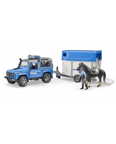 Land Rover Police w horse trailer and police man