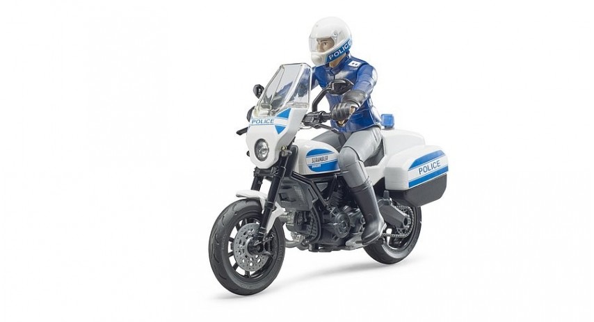 Bruder Toys 62731 Bworld Scrambler Ducati Police motorbike w Policeman scale 1/16