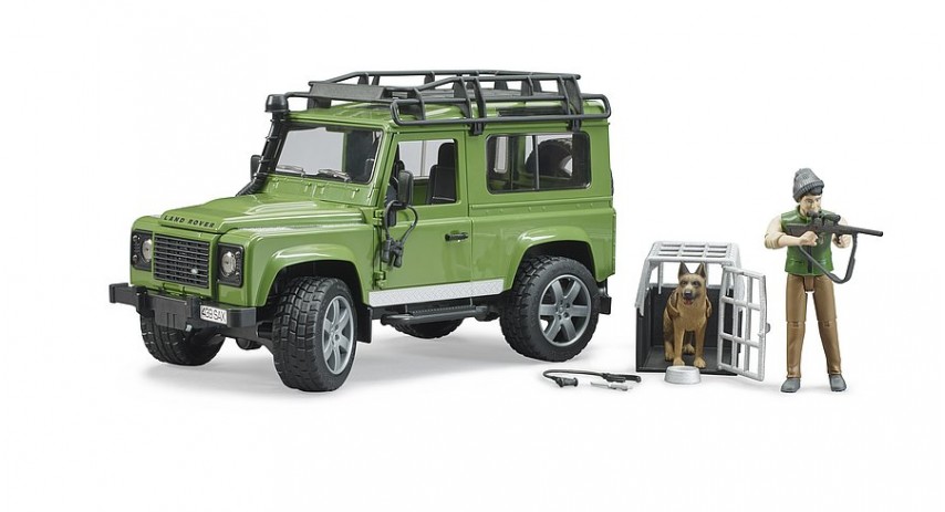 Land Rover Defender w forester and dog