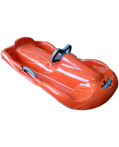 Kid snow sled with steering wheel - red