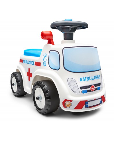 Falk Ambulance Vehicle with opening seat and steering wheel with a horn, Ride-on and Push-along +1.5 years FA701