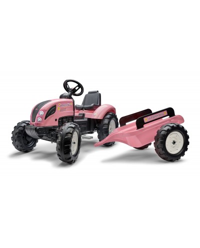 Falk Pink Country Star tractor with trailer, Ride-on + 3 years