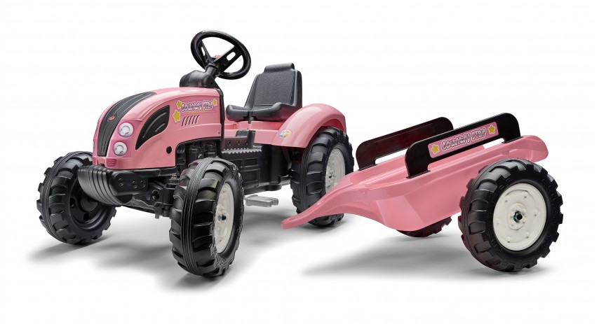 Falk Pink Country Star Ride-on  tractor with trailer, +3 years FA1058AB