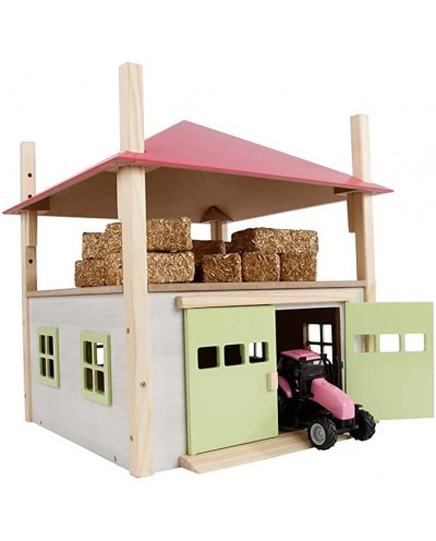 Kids Globe 1:32 Scale Hay Barn with Loft and Heigh adjustable roof - Pink KG610085