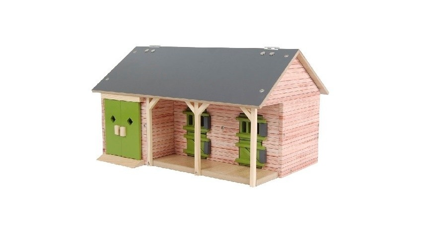 Kids Globe 1:32 Scale Horse stable 2 boxes & equipment - Green KG610249
