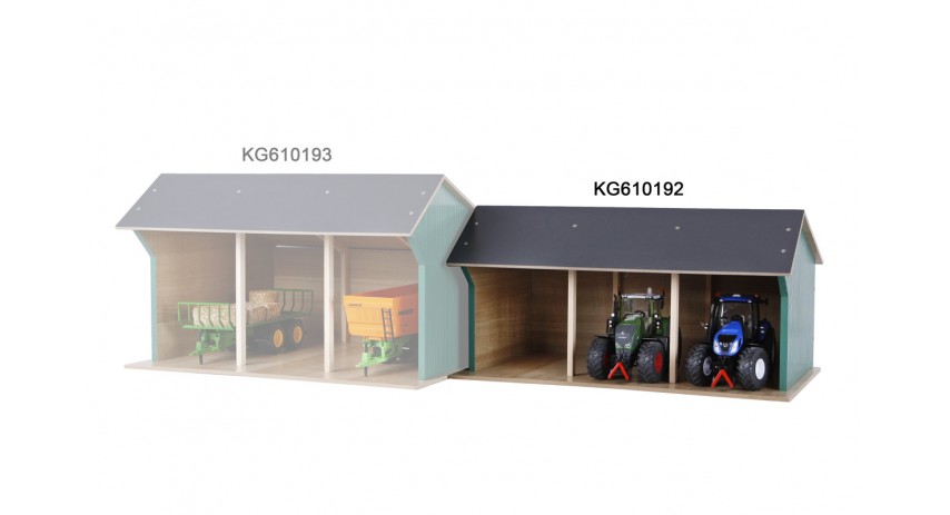 Wooden Farm shed Toy for 3 tractors in 1:32 scale