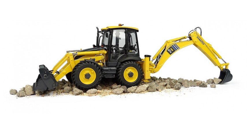 Universal Hobbies 1:50 Scale Komatsu WB97S-8 4WD with Front Loader and Backhoe Diecast Replica UH8139