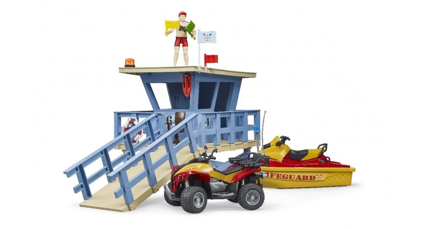 Bruder Toys 62780 bworld Life Guard Station with quad and Personal Water Craft