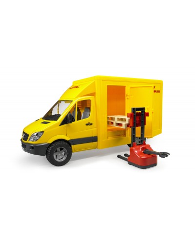 Bruder Toys 02534 Mercedes Benz Sprinter DHL truck with manually operated pallet jack