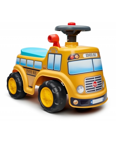 Falk Yellow School Bus, Ride-on and Push-along Vehicle Toy, with opening seat, and Steering wheel with a horn, +1.5 years FA704