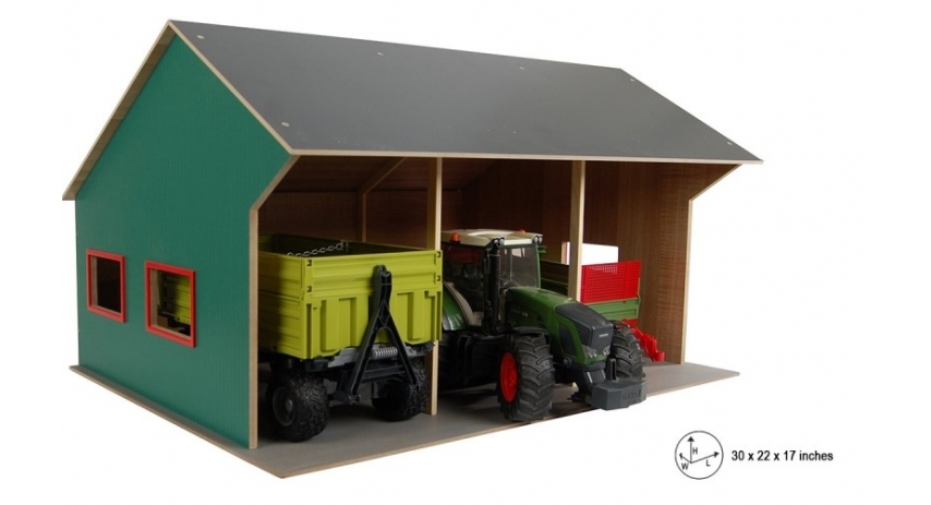 Kids Globe 1:16 Scale Farm Shed Toy For 3 Vehicles KG610260