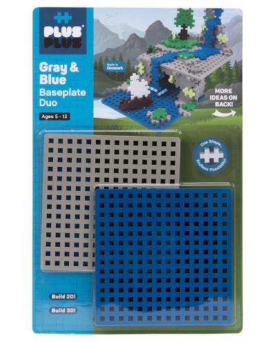 PlusPlus 05040 Baseplate Duo - Gray and Blue - DIY Kit