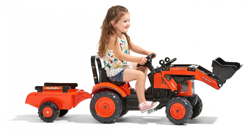 Falk Kubota M7171 Pedal Tractor with Front Loader and Trailer, Ride-on + 2 years FA2065AM
