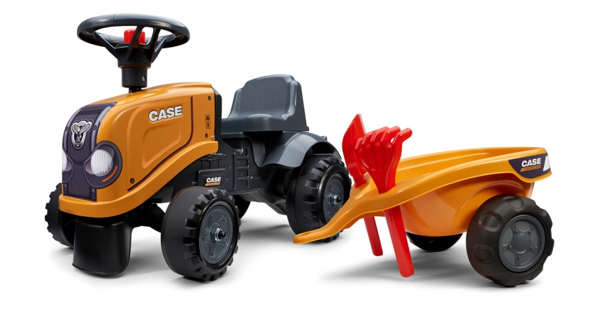 Case CE Toddler Tractor with trailer, Rake and Shovel,  2 sets of stickers, Ride-on and Push-along +12 months FA297C