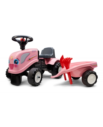 Falk New Holland Girly" Tractor with trailer, Rake and Shovel,  2 sets of stickers, Ride-on and Push-along +1.5 years FA288C"