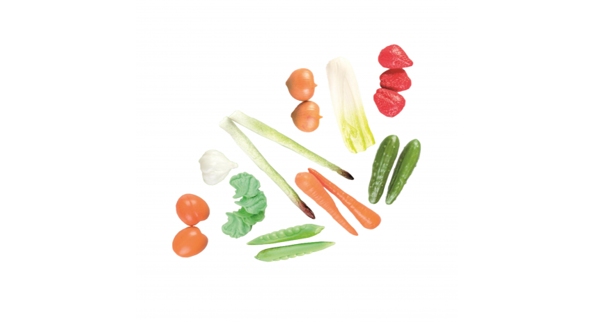 Fruits & Vegetables Spring Play Food Set, 21-piece Realistic Pretend Food Toys for Toddlers Ages 2+ LAP41045
