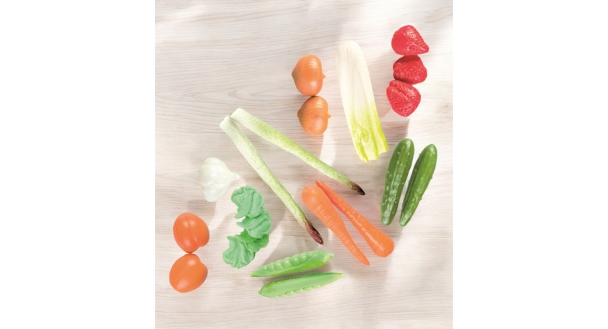 Fruits & Vegetables Spring Play Food Set, 21-piece Realistic Pretend Food Toys for Toddlers Ages 2+ LAP41045