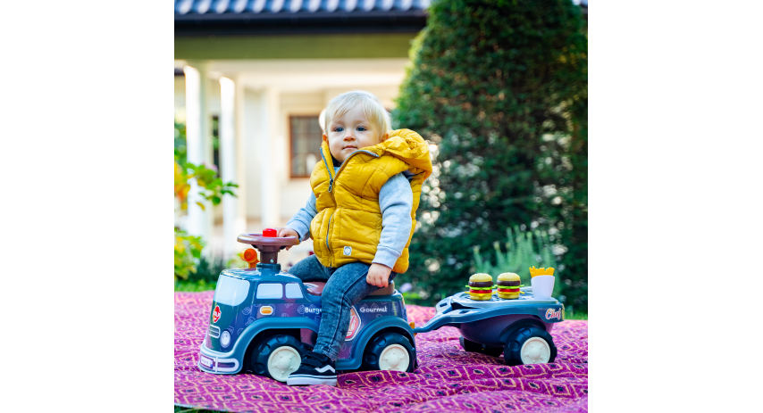 Food Truck Vehicle Toy, with Barbecue Trailer and Chief cook accessories, Push Ride-on Toy for Toddler +1 year FA707C