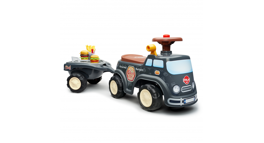 Food Truck Vehicle Toy, with Barbecue Trailer and Chief cook accessories, Push Ride-on Toy for Toddler +1 year FA707C