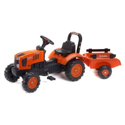 Kubota M7171 Pedal Tractor Ride-On by Falk with Detachable Trailer for Kids ages 2+ FA2065AB