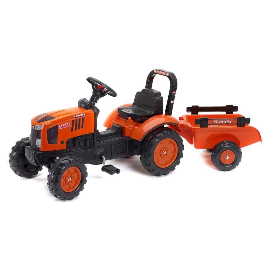 Kubota M7171 Pedal Tractor Ride-On by Falk with Detachable Trailer for Kids ages 2+ FA2065AB