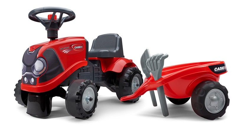 Case IH Magnum Tractor, Push Ride-on Toy with Trailer, Rake and Shovel, Horn and Stickers, For Toddlers Ages 1+ FA238C