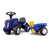New Holland Tractor, with Detachable Trailer, Rake and Shovel, Horn and Stickers, Push Ride-on Toy for Toddler ages 1+ FA280C