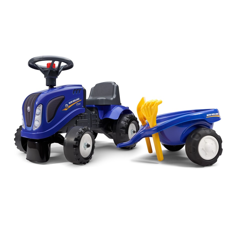 New Holland Tractor by Falk W/Trailer, Rake & Shovel, Stickers for Toddlers 1-3 Y FA280C