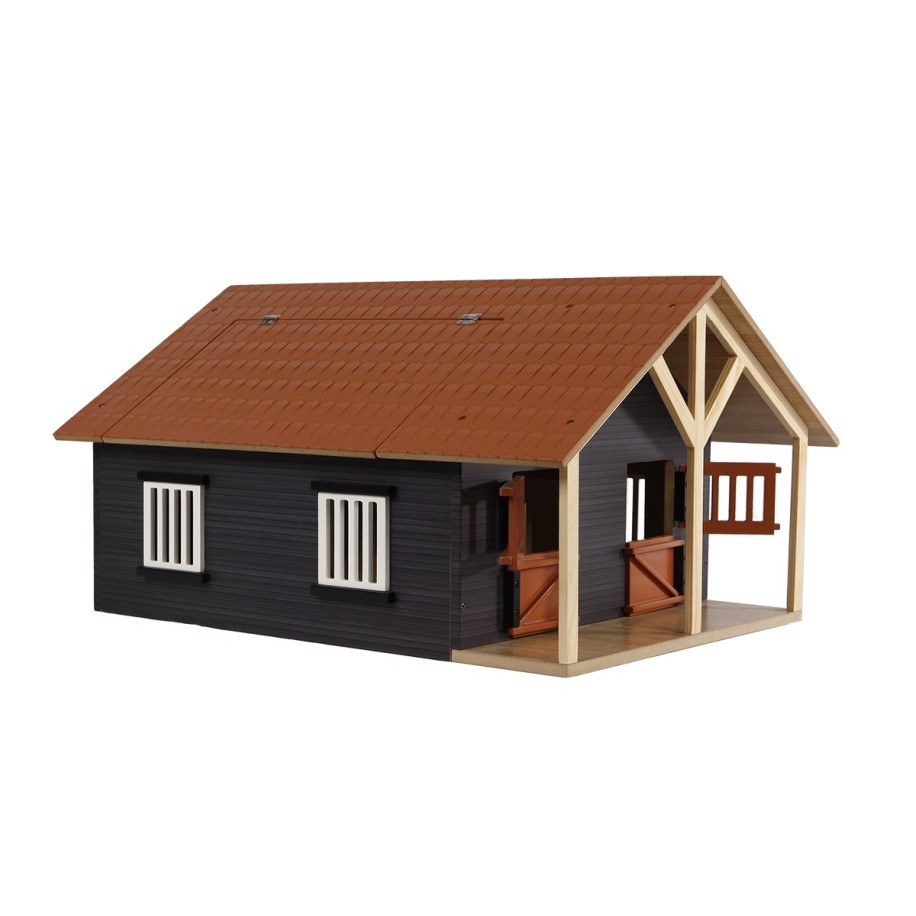 Opening wood horse stable toy