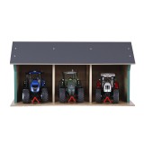Wooden Farm shed Toy for 3 tractors in 1:32 scale