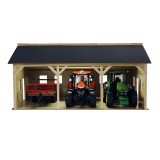 Kids Globe 1:16 Scale Wooden Farm shed Toy for 3 tractors with Hayloft KG610340
