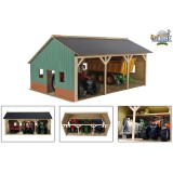 Kids Globe 1:16 Scale Wooden Farm shed Toy for 3 tractors with Hayloft KG610340