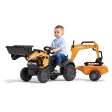 Case CE Pedal Backhoe by Falk with Trailer, Ride-on for Kids ages 2+ FA967N