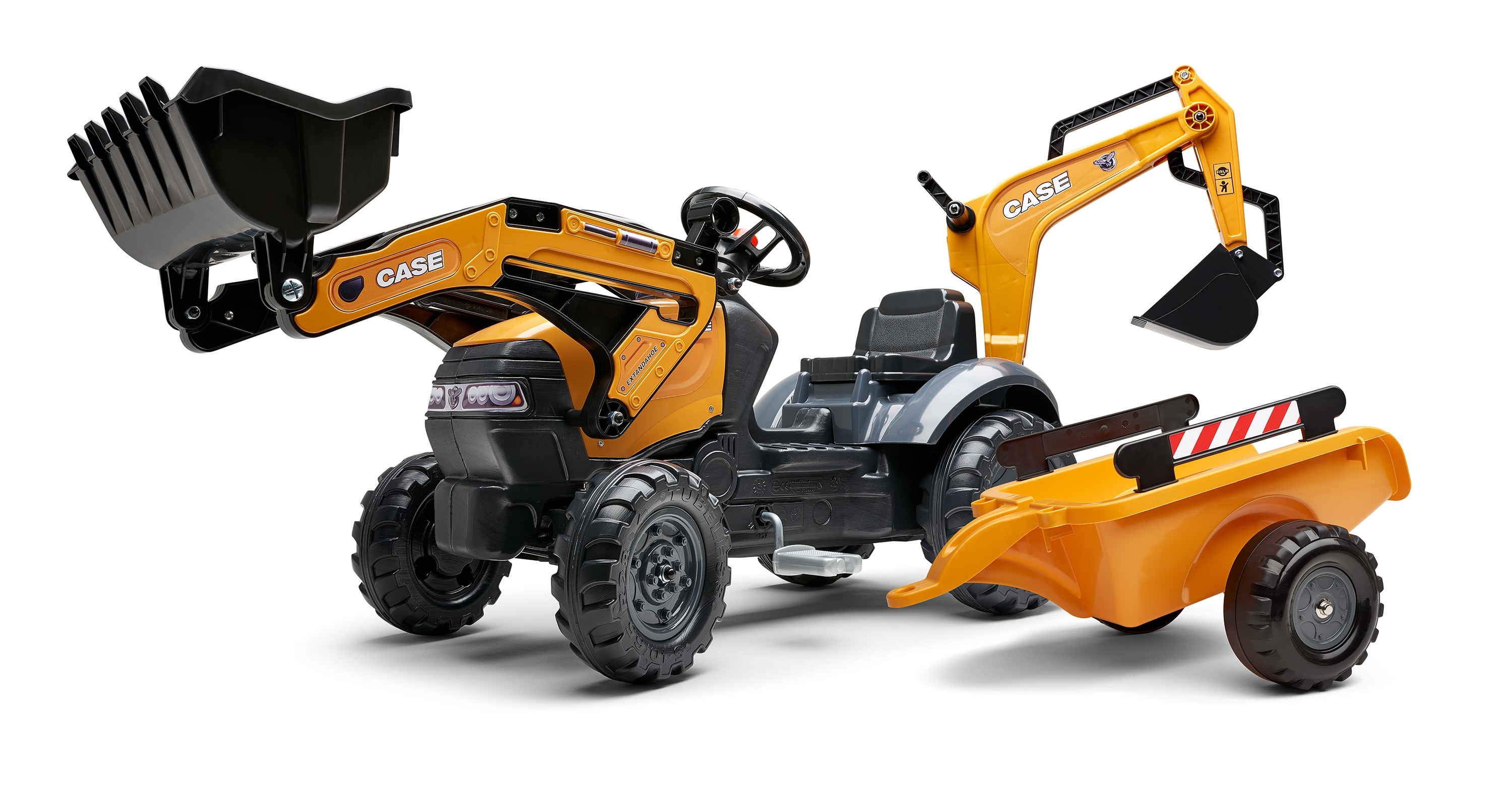 Falk Case CE Pedal backhoe with Rear Excavator and Trailer, Ride-on +2 years FA967N