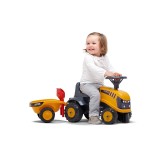JCB Tractor Push Ride-on Toy with Trailer, Rake and Shovel, Horn & Stickers, for Toddler Ages 1+ FA215C