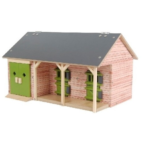 Kids Globe 1:32 Scale Horse stable 2 boxes & equipment - Green KG610249