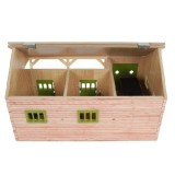 Kids Globe 1:32 Scale Horse stable 2 boxes & equipment - Green KG610249