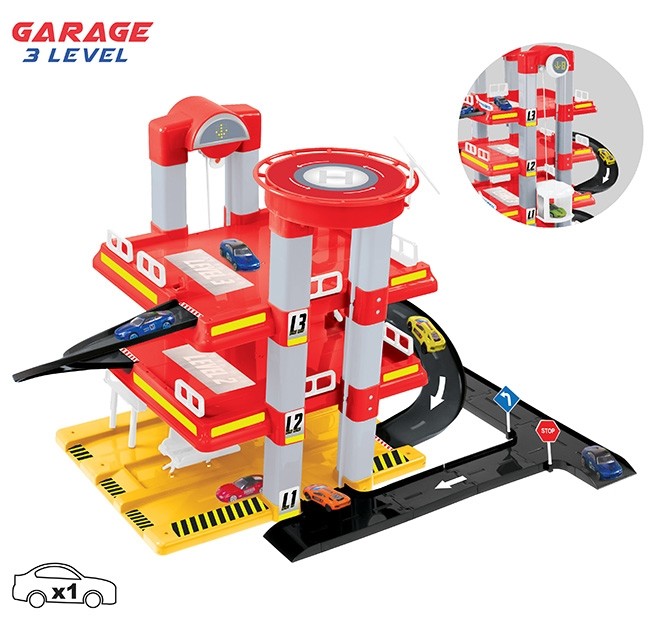 Paradiso Toys City Garage with 3 Levels compatible Hot Wheels Vehicules PT00144