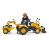 Komatsu digger with backhoe, swivel seat and trailer