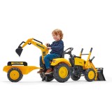 Komatsu digger with backhoe, swivel seat and trailer